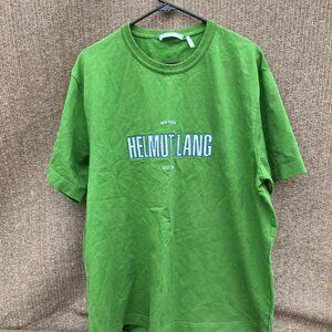 Helmut Lang Men's Sz L Outline Logo T-Shirt in Cactus Green